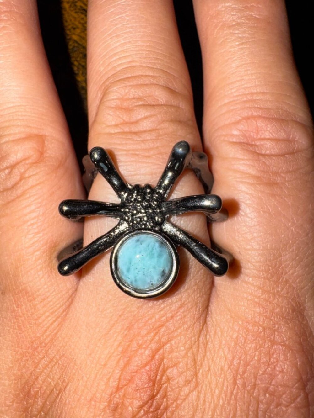 Black Widow Amazonite Spider Ring